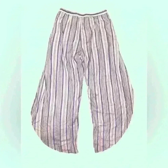 South Moon Under/Juniper Blue Wide-Leg Pants w Slits in White & Blue - L (NWT) - Picture 4 of 4